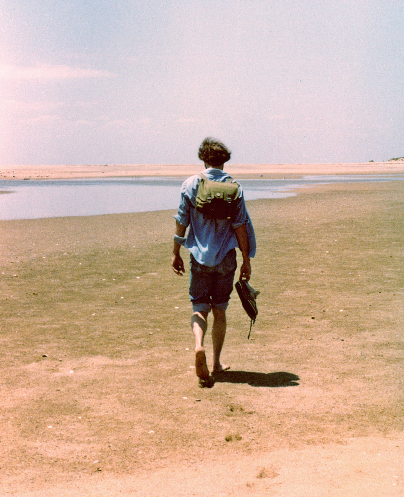 Jim walking to Herring Cove Beach in 1981.